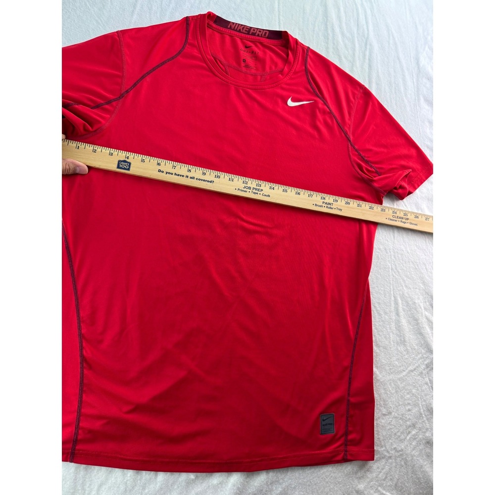 Nike Pro Dri Fit Fitted T Shirt Red Mens XL Short Sleeve Athletic‎ Gym - Picture 7 of 16